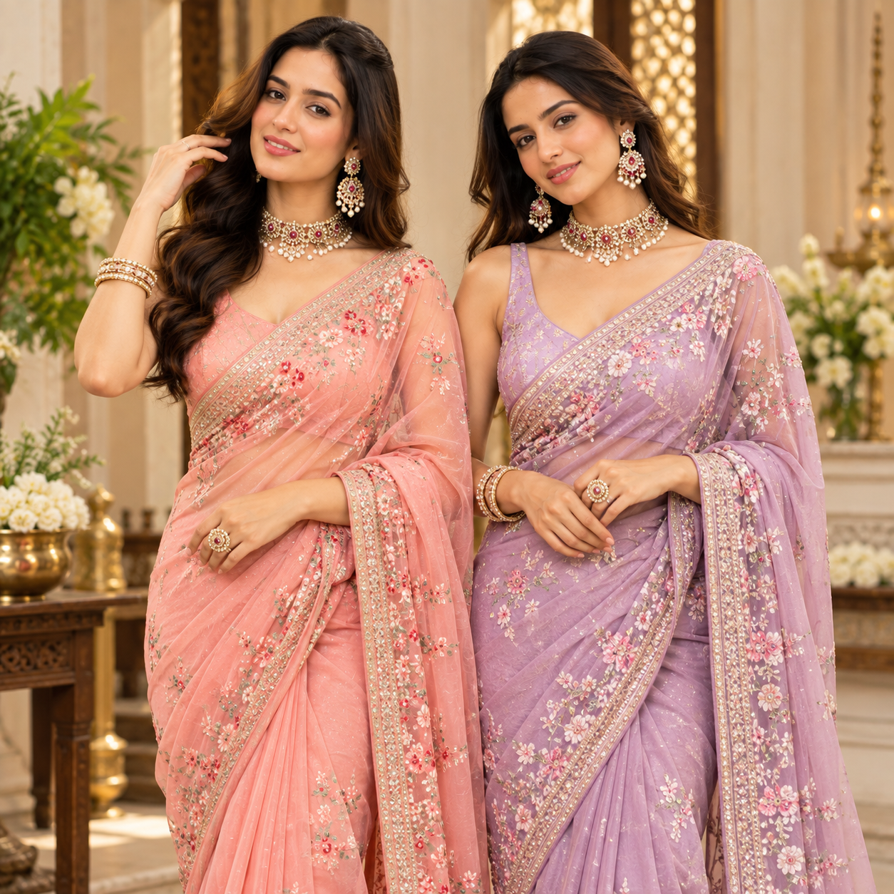 Festive sarees and jewellery